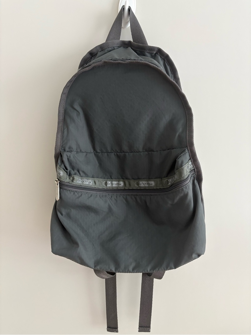 LeSportsac Gray Backpack Bag Lightweight Nylon Essential Collection A4 Minimal